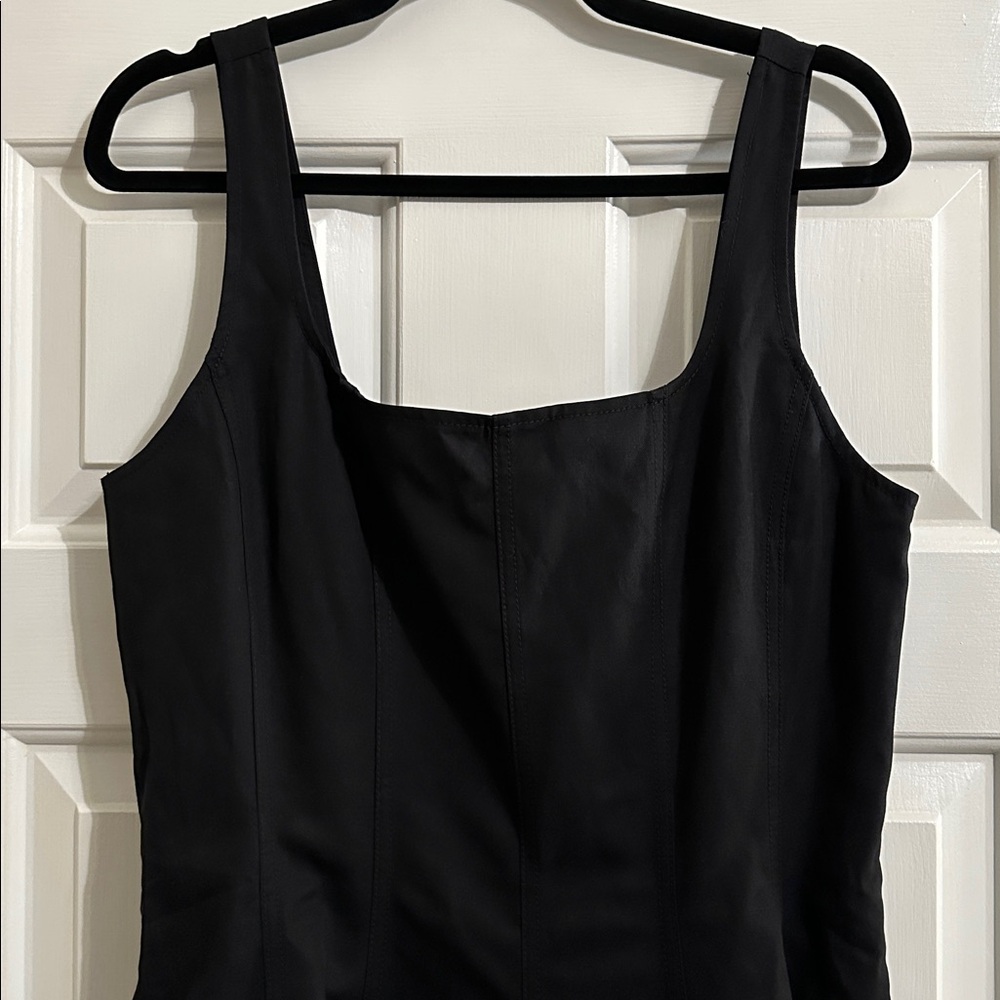 Madewell Seamed Open Squareneck Mini Dress in Jet Black - Picture 6 of 10